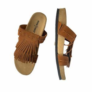 Minnetonka Boho Daisy Fringe Slide Sandals
